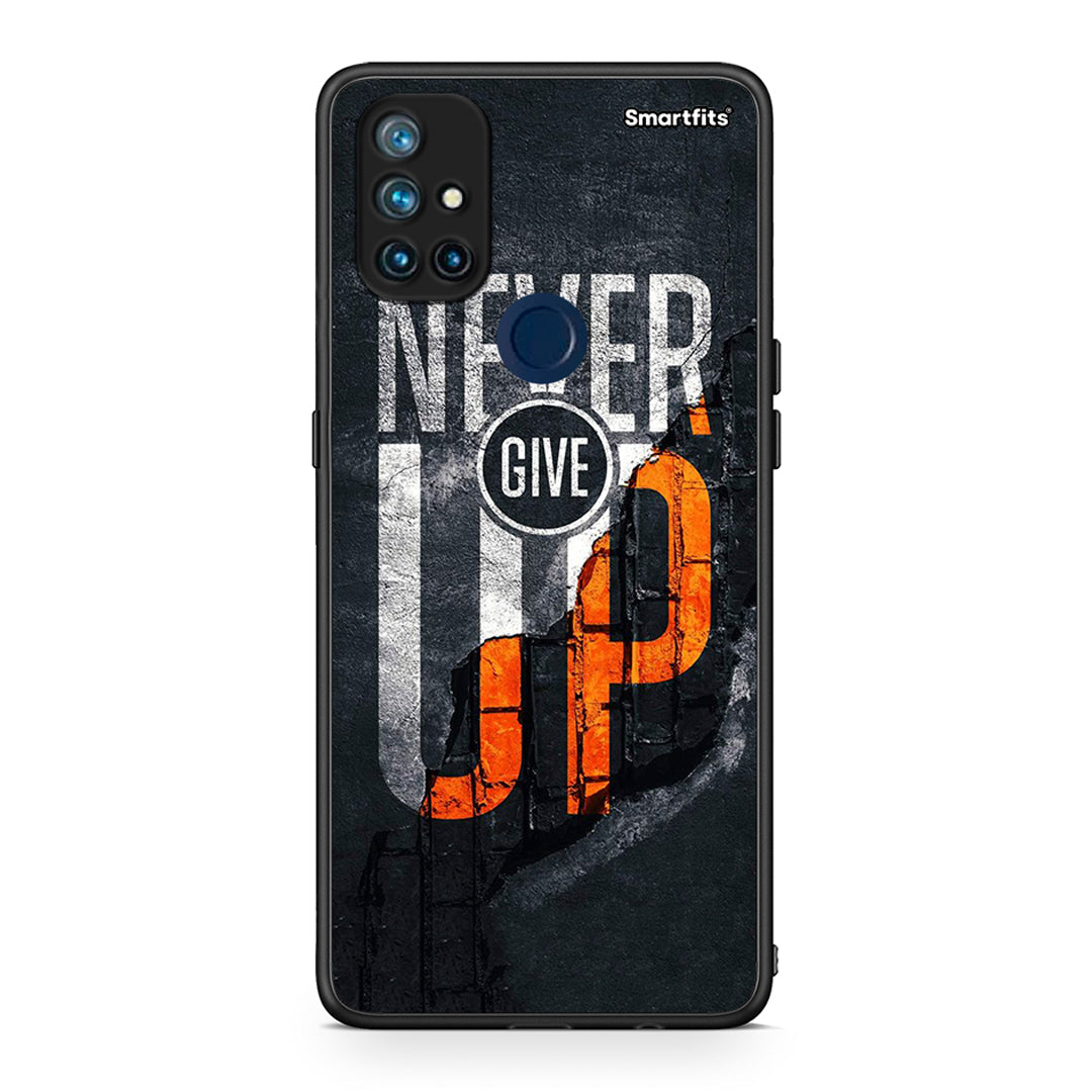 OnePlus Nord N10 5G Never Give Up Θήκη Αγίου Βαλεντίνου από τη Smartfits με σχέδιο στο πίσω μέρος και μαύρο περίβλημα | Smartphone case with colorful back and black bezels by Smartfits