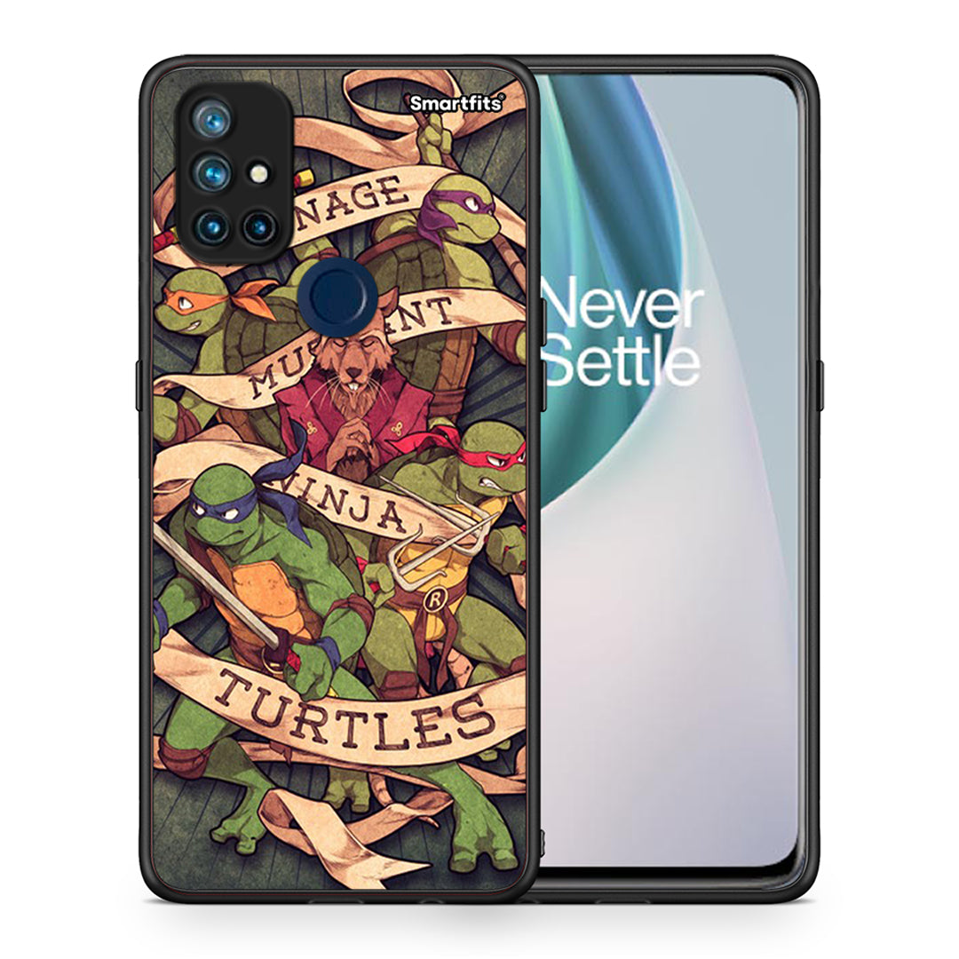 Θήκη OnePlus Nord N10 5G Ninja Turtles από τη Smartfits με σχέδιο στο πίσω μέρος και μαύρο περίβλημα | OnePlus Nord N10 5G Ninja Turtles case with colorful back and black bezels