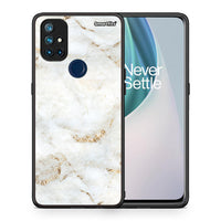 Thumbnail for Θήκη OnePlus Nord N10 5G White Gold Marble από τη Smartfits με σχέδιο στο πίσω μέρος και μαύρο περίβλημα | OnePlus Nord N10 5G White Gold Marble case with colorful back and black bezels