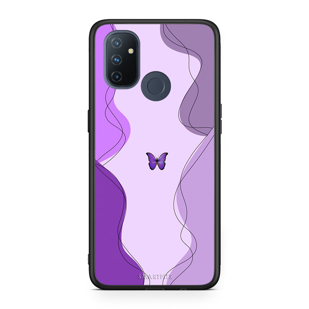 OnePlus Nord N100 Purple Mariposa Θήκη Αγίου Βαλεντίνου από τη Smartfits με σχέδιο στο πίσω μέρος και μαύρο περίβλημα | Smartphone case with colorful back and black bezels by Smartfits