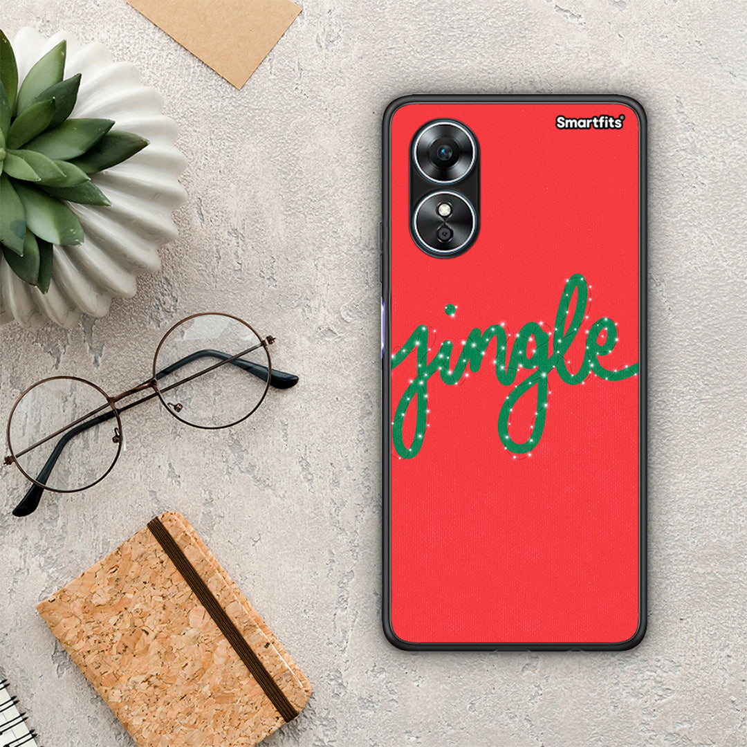 Θήκη Oppo A17 Jingle Xmas από τη Smartfits με σχέδιο στο πίσω μέρος και μαύρο περίβλημα | Oppo A17 Jingle Xmas Case with Colorful Back and Black Bezels