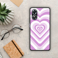 Thumbnail for Θήκη Oppo A17 Lilac Hearts από τη Smartfits με σχέδιο στο πίσω μέρος και μαύρο περίβλημα | Oppo A17 Lilac Hearts Case with Colorful Back and Black Bezels