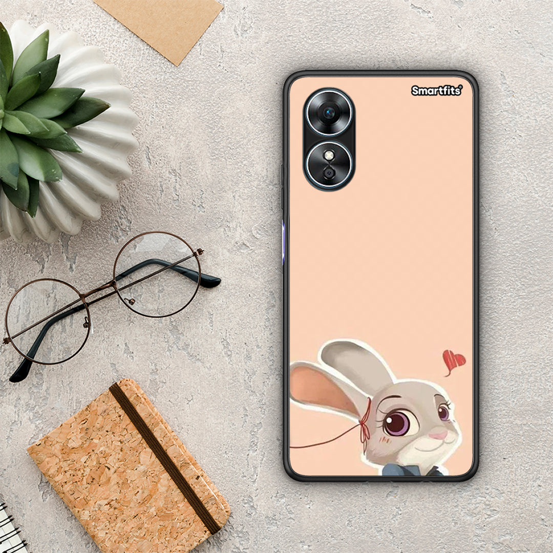 Θήκη Oppo A17 Nick Wilde And Judy Hopps Love 2 από τη Smartfits με σχέδιο στο πίσω μέρος και μαύρο περίβλημα | Oppo A17 Nick Wilde And Judy Hopps Love 2 Case with Colorful Back and Black Bezels