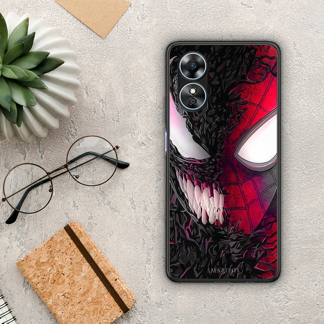 Θήκη Oppo A17 PopArt SpiderVenom από τη Smartfits με σχέδιο στο πίσω μέρος και μαύρο περίβλημα | Oppo A17 PopArt SpiderVenom Case with Colorful Back and Black Bezels