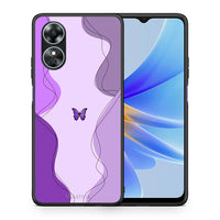 Thumbnail for Θήκη Oppo A17 Purple Mariposa από τη Smartfits με σχέδιο στο πίσω μέρος και μαύρο περίβλημα | Oppo A17 Purple Mariposa Case with Colorful Back and Black Bezels