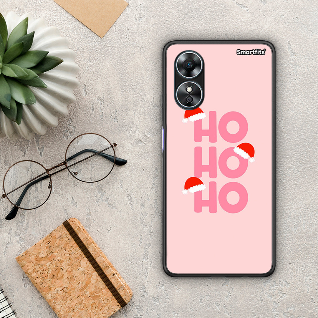 Θήκη Oppo A17 Xmas Ho Ho Ho από τη Smartfits με σχέδιο στο πίσω μέρος και μαύρο περίβλημα | Oppo A17 Xmas Ho Ho Ho Case with Colorful Back and Black Bezels