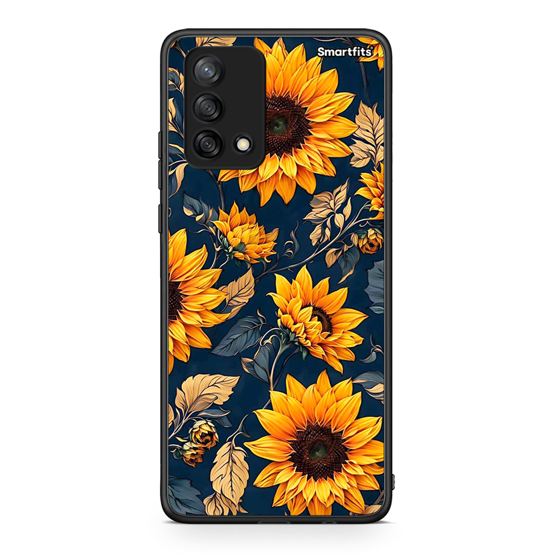 Oppo A74 4G Autumn Sunflowers Θήκη από τη Smartfits με σχέδιο στο πίσω μέρος και μαύρο περίβλημα | Smartphone case with colorful back and black bezels by Smartfits