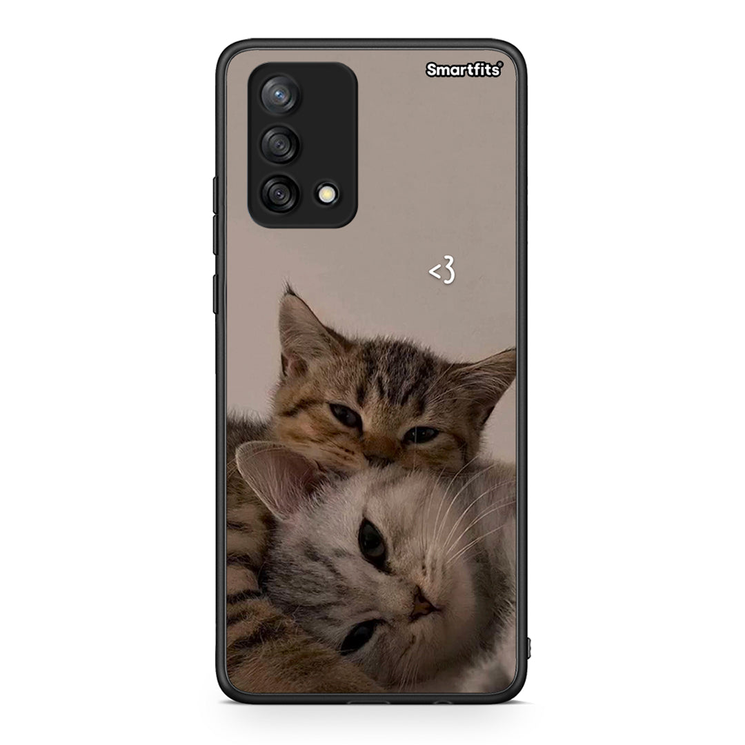 Oppo A74 4G Cats In Love Θήκη από τη Smartfits με σχέδιο στο πίσω μέρος και μαύρο περίβλημα | Smartphone case with colorful back and black bezels by Smartfits