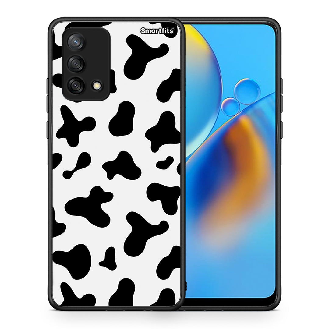 Θήκη Oppo A74 4G Cow Print από τη Smartfits με σχέδιο στο πίσω μέρος και μαύρο περίβλημα | Oppo A74 4G Cow Print case with colorful back and black bezels