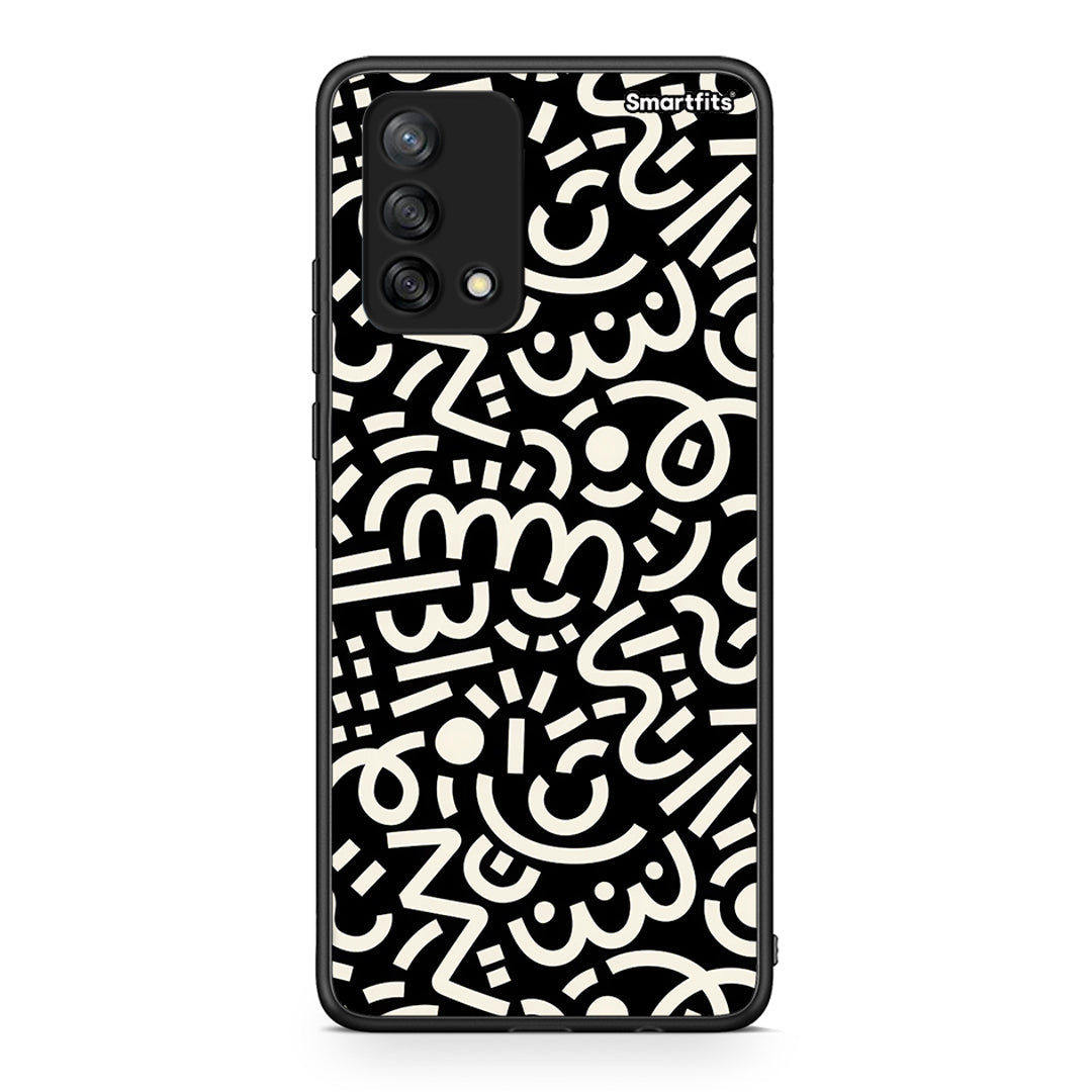 Oppo A74 4G Doodle Art Θήκη από τη Smartfits με σχέδιο στο πίσω μέρος και μαύρο περίβλημα | Smartphone case with colorful back and black bezels by Smartfits