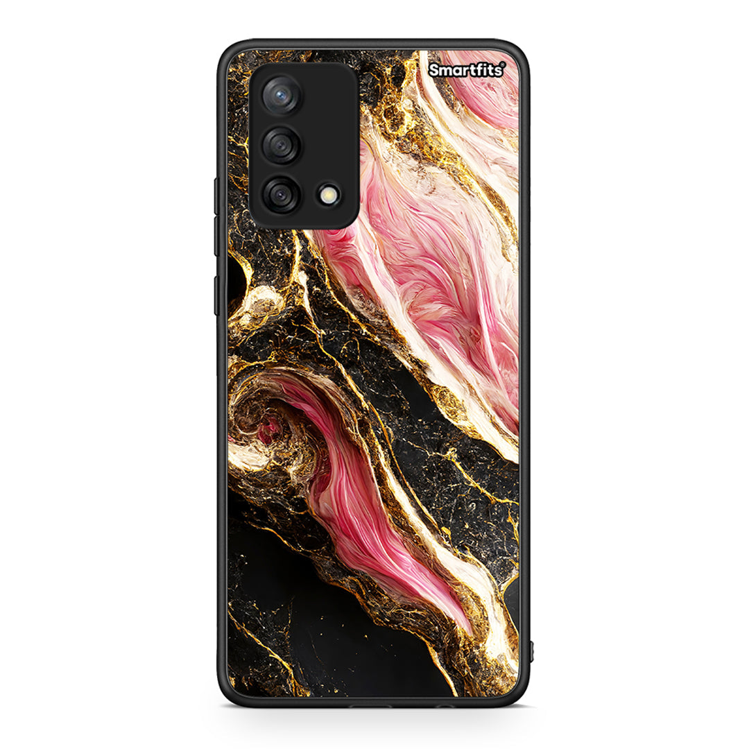 Oppo A74 4G Glamorous Pink Marble θήκη από τη Smartfits με σχέδιο στο πίσω μέρος και μαύρο περίβλημα | Smartphone case with colorful back and black bezels by Smartfits
