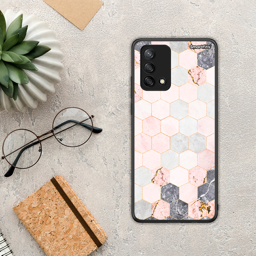 Marble Hexagon Pink - Oppo A74 4G θήκη