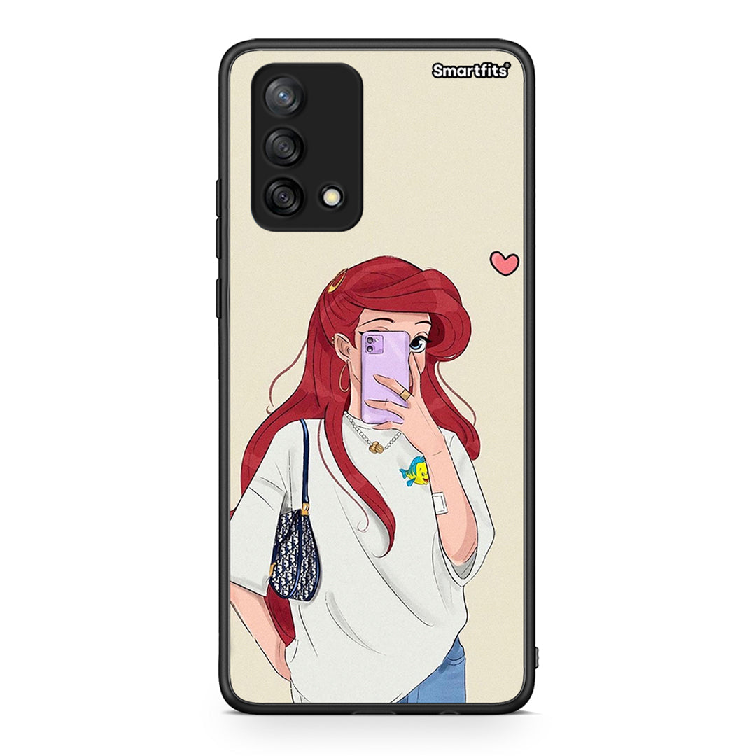 Oppo A74 4G Walking Mermaid Θήκη από τη Smartfits με σχέδιο στο πίσω μέρος και μαύρο περίβλημα | Smartphone case with colorful back and black bezels by Smartfits