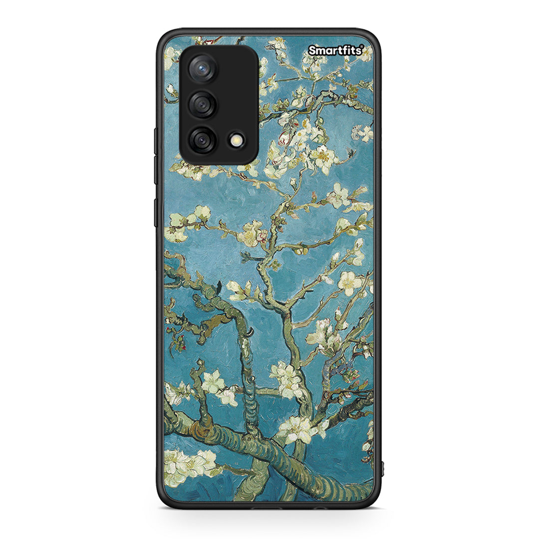 Oppo A74 4G White Blossoms θήκη από τη Smartfits με σχέδιο στο πίσω μέρος και μαύρο περίβλημα | Smartphone case with colorful back and black bezels by Smartfits