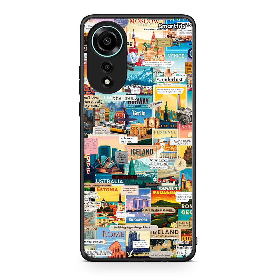 Oppo A78 4G Live To Travel θήκη από τη Smartfits με σχέδιο στο πίσω μέρος και μαύρο περίβλημα | Smartphone case with colorful back and black bezels by Smartfits