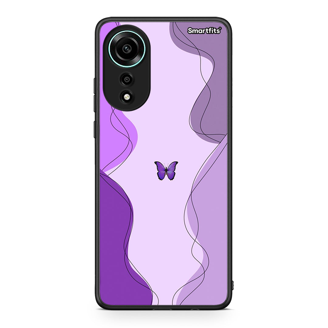 Oppo A78 4G Purple Mariposa Θήκη Αγίου Βαλεντίνου από τη Smartfits με σχέδιο στο πίσω μέρος και μαύρο περίβλημα | Smartphone case with colorful back and black bezels by Smartfits