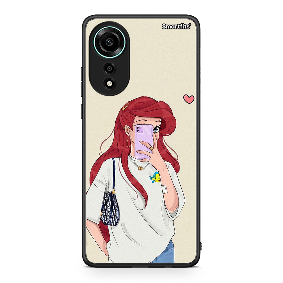 Oppo A78 4G Walking Mermaid Θήκη από τη Smartfits με σχέδιο στο πίσω μέρος και μαύρο περίβλημα | Smartphone case with colorful back and black bezels by Smartfits