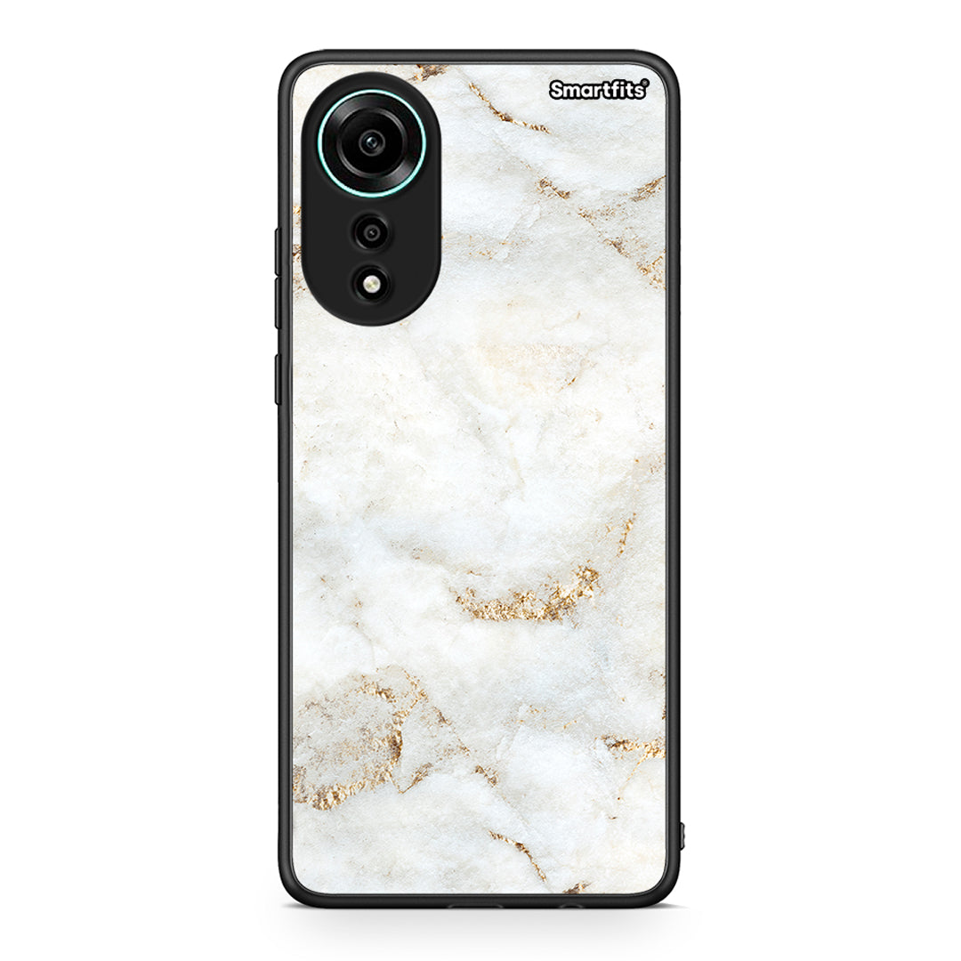 Oppo A78 4G White Gold Marble θήκη από τη Smartfits με σχέδιο στο πίσω μέρος και μαύρο περίβλημα | Smartphone case with colorful back and black bezels by Smartfits