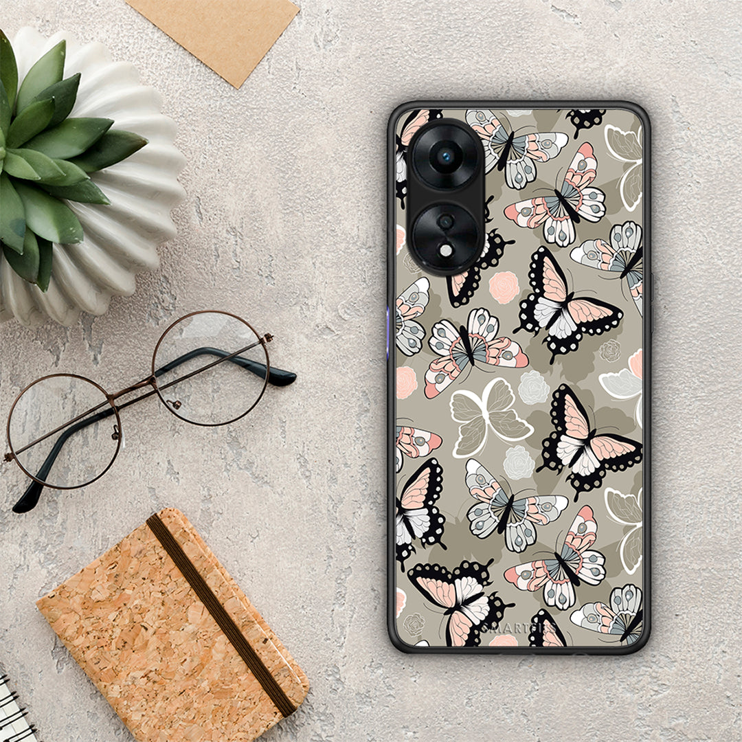 Θήκη Oppo A78 Boho Butterflies από τη Smartfits με σχέδιο στο πίσω μέρος και μαύρο περίβλημα | Oppo A78 Boho Butterflies Case with Colorful Back and Black Bezels