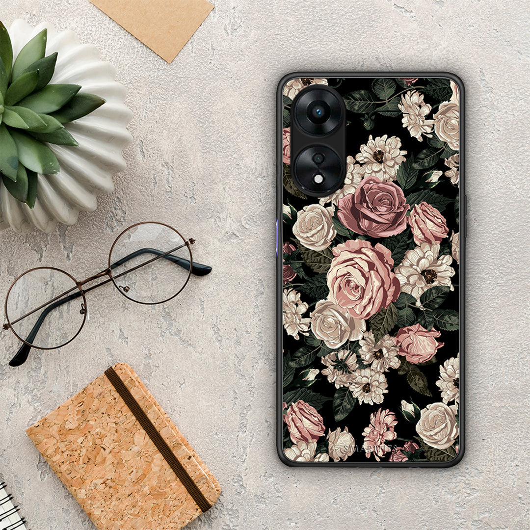 Θήκη Oppo A78 Flower Wild Roses από τη Smartfits με σχέδιο στο πίσω μέρος και μαύρο περίβλημα | Oppo A78 Flower Wild Roses Case with Colorful Back and Black Bezels