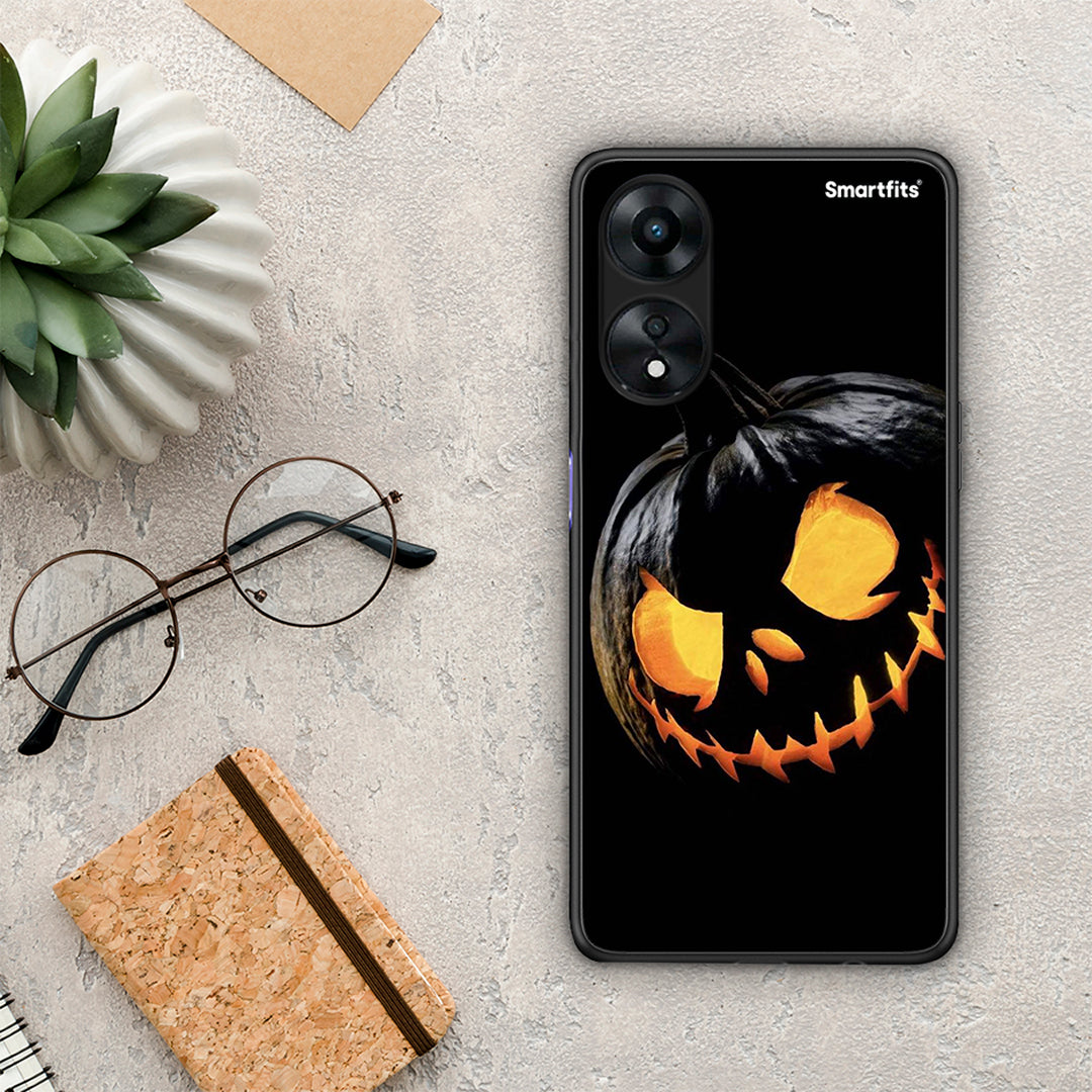 Θήκη Oppo A78 Halloween Scary Pumpkin από τη Smartfits με σχέδιο στο πίσω μέρος και μαύρο περίβλημα | Oppo A78 Halloween Scary Pumpkin Case with Colorful Back and Black Bezels