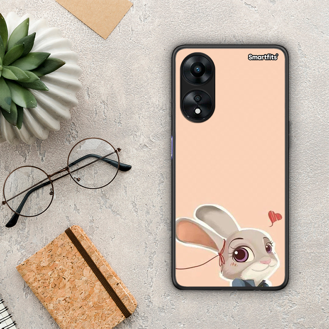 Θήκη Oppo A78 Nick Wilde And Judy Hopps Love 2 από τη Smartfits με σχέδιο στο πίσω μέρος και μαύρο περίβλημα | Oppo A78 Nick Wilde And Judy Hopps Love 2 Case with Colorful Back and Black Bezels