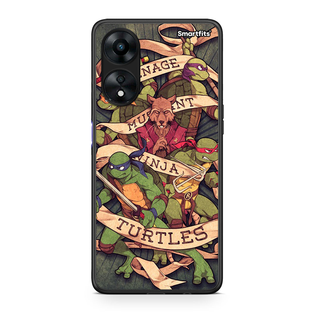 Θήκη Oppo A78 Ninja Turtles από τη Smartfits με σχέδιο στο πίσω μέρος και μαύρο περίβλημα | Oppo A78 Ninja Turtles Case with Colorful Back and Black Bezels