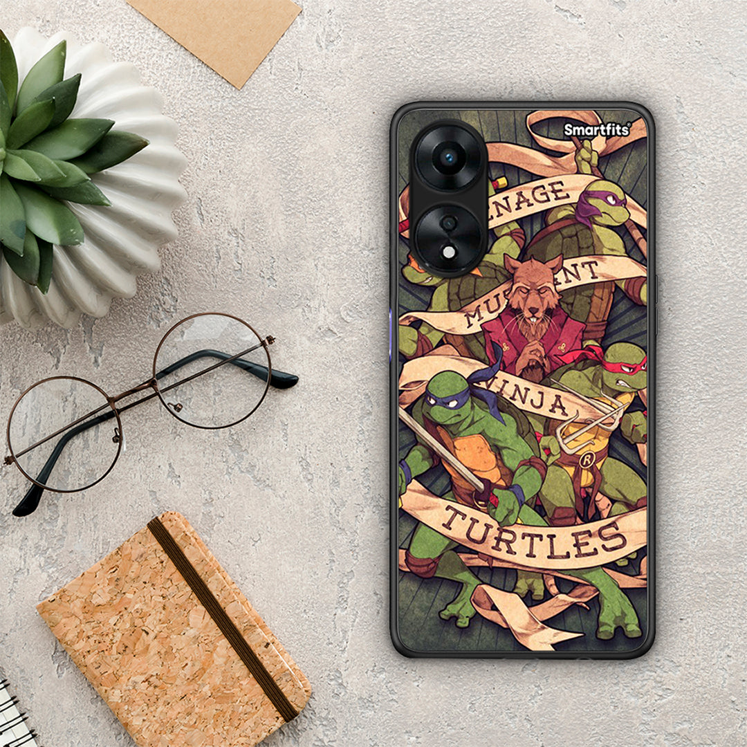 Θήκη Oppo A78 Ninja Turtles από τη Smartfits με σχέδιο στο πίσω μέρος και μαύρο περίβλημα | Oppo A78 Ninja Turtles Case with Colorful Back and Black Bezels