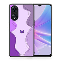 Thumbnail for Θήκη Oppo A78 Purple Mariposa από τη Smartfits με σχέδιο στο πίσω μέρος και μαύρο περίβλημα | Oppo A78 Purple Mariposa Case with Colorful Back and Black Bezels