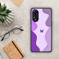Thumbnail for Θήκη Oppo A78 Purple Mariposa από τη Smartfits με σχέδιο στο πίσω μέρος και μαύρο περίβλημα | Oppo A78 Purple Mariposa Case with Colorful Back and Black Bezels