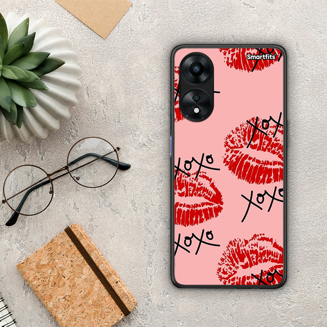 Θήκη Oppo A78 XOXO Lips από τη Smartfits με σχέδιο στο πίσω μέρος και μαύρο περίβλημα | Oppo A78 XOXO Lips Case with Colorful Back and Black Bezels