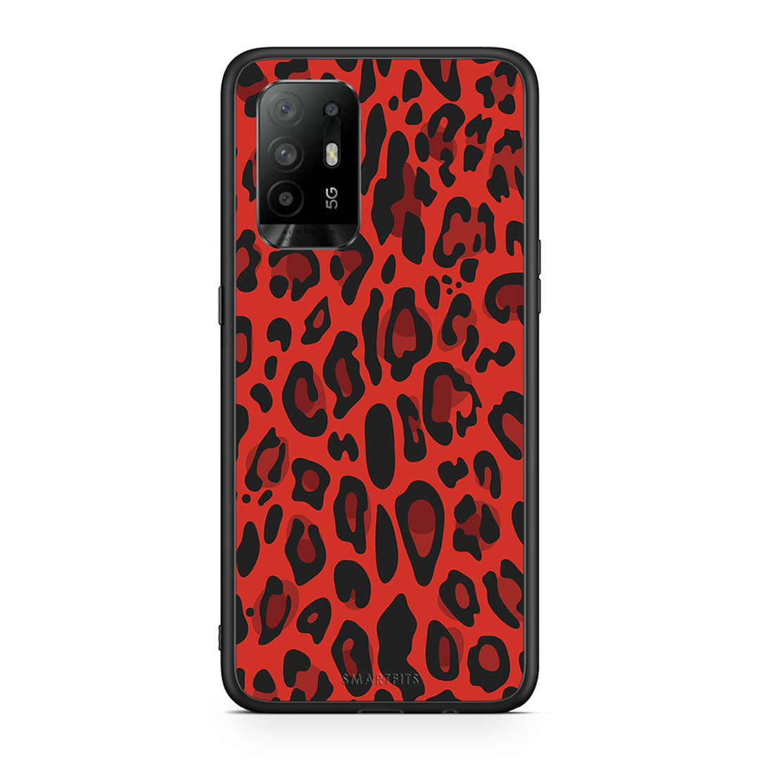 4 - Oppo A94 5G Red Leopard Animal case, cover, bumper
