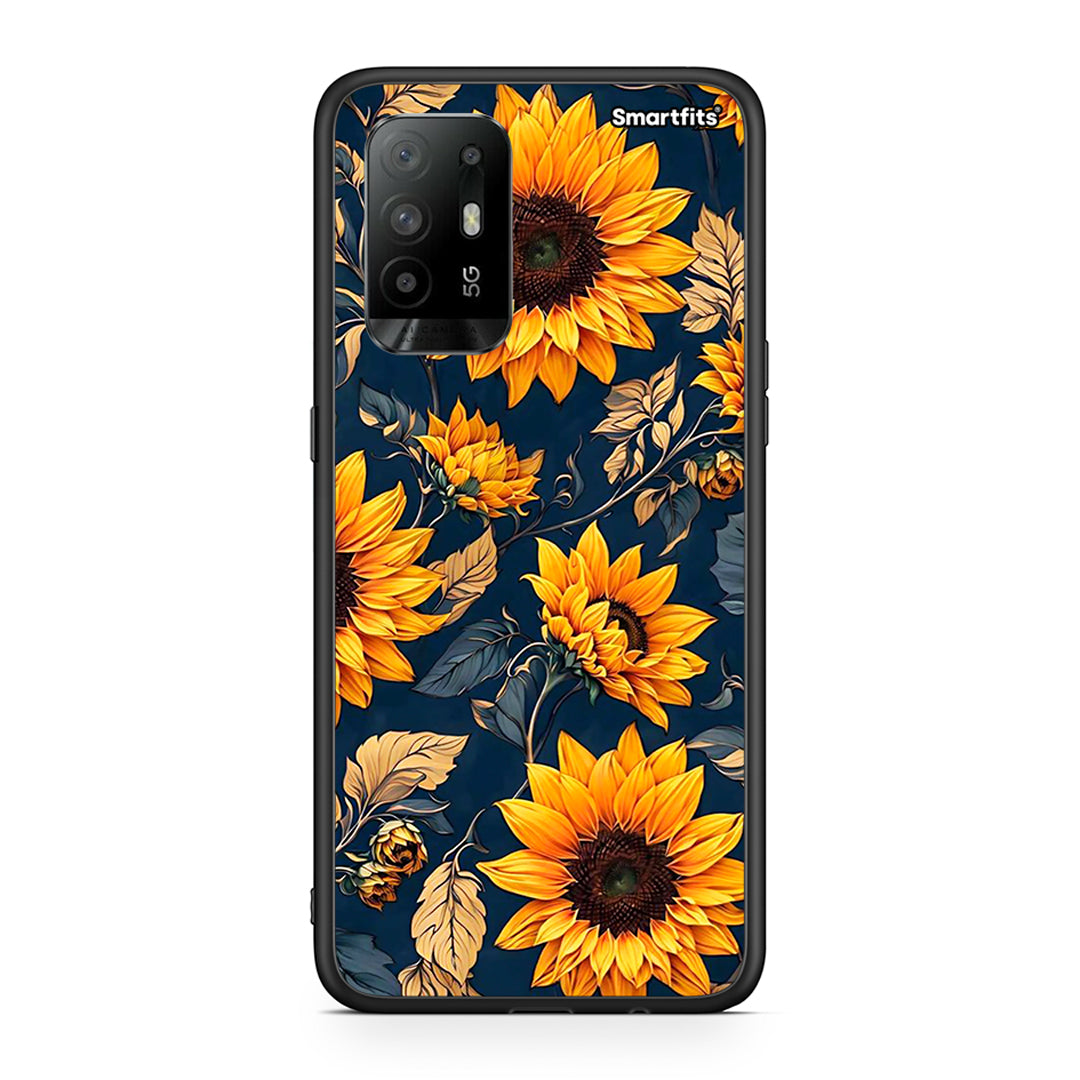 Oppo A94 5G Autumn Sunflowers θήκη από τη Smartfits με σχέδιο στο πίσω μέρος και μαύρο περίβλημα | Smartphone case with colorful back and black bezels by Smartfits