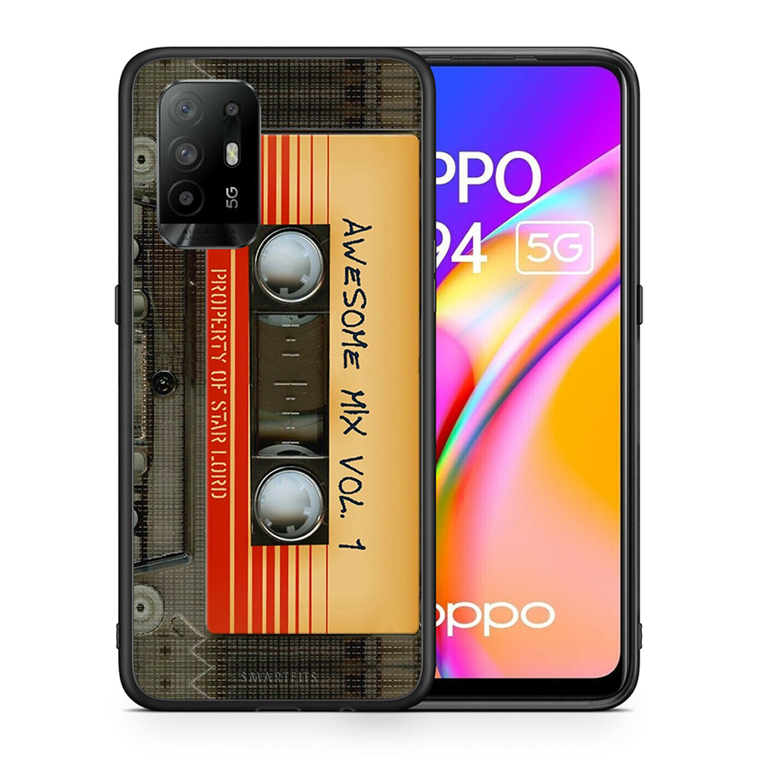 Θήκη Oppo A94 5G Awesome Mix από τη Smartfits με σχέδιο στο πίσω μέρος και μαύρο περίβλημα | Oppo A94 5G Awesome Mix case with colorful back and black bezels