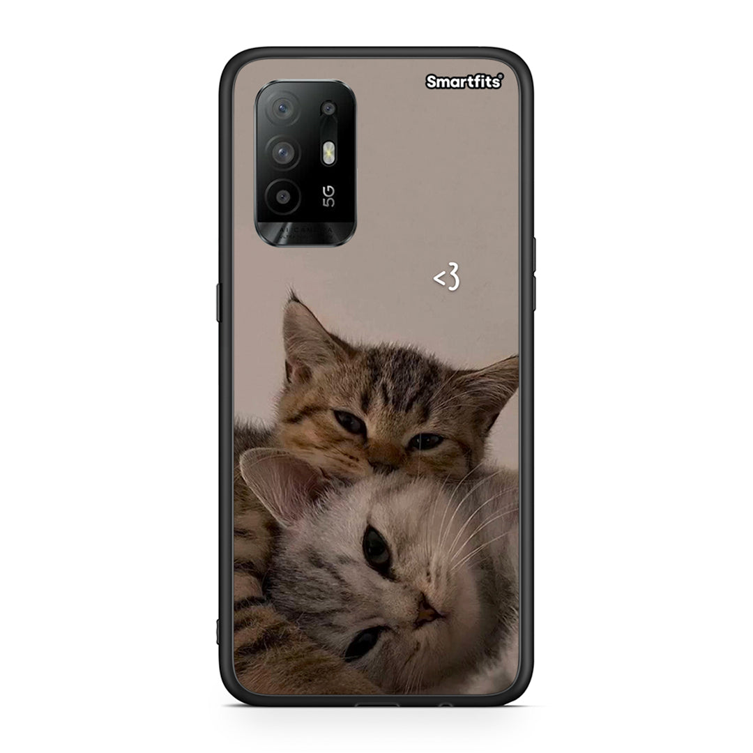 Oppo A94 5G Cats In Love θήκη από τη Smartfits με σχέδιο στο πίσω μέρος και μαύρο περίβλημα | Smartphone case with colorful back and black bezels by Smartfits