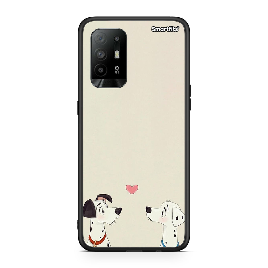 Oppo A94 5G Dalmatians Love θήκη από τη Smartfits με σχέδιο στο πίσω μέρος και μαύρο περίβλημα | Smartphone case with colorful back and black bezels by Smartfits