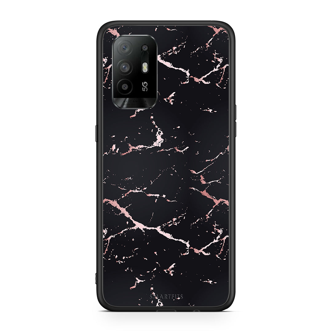 4 - Oppo A94 5G Black Rosegold Marble case, cover, bumper