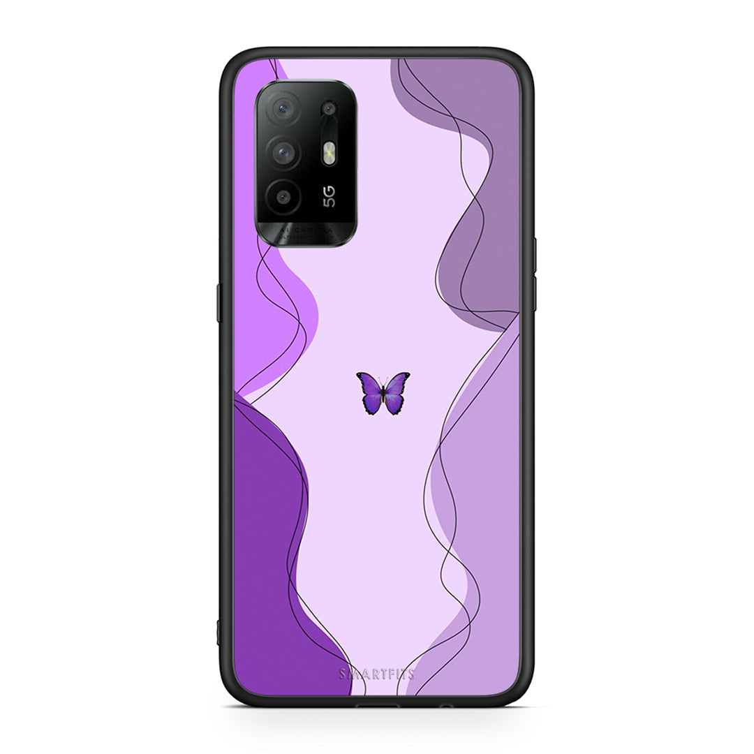 Oppo A94 5G Purple Mariposa Θήκη Αγίου Βαλεντίνου από τη Smartfits με σχέδιο στο πίσω μέρος και μαύρο περίβλημα | Smartphone case with colorful back and black bezels by Smartfits
