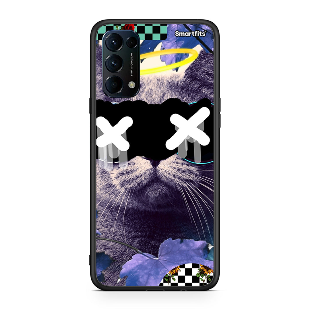 Oppo Find X3 Lite / Reno 5 5G / Reno 5 4G Cat Collage θήκη από τη Smartfits με σχέδιο στο πίσω μέρος και μαύρο περίβλημα | Smartphone case with colorful back and black bezels by Smartfits