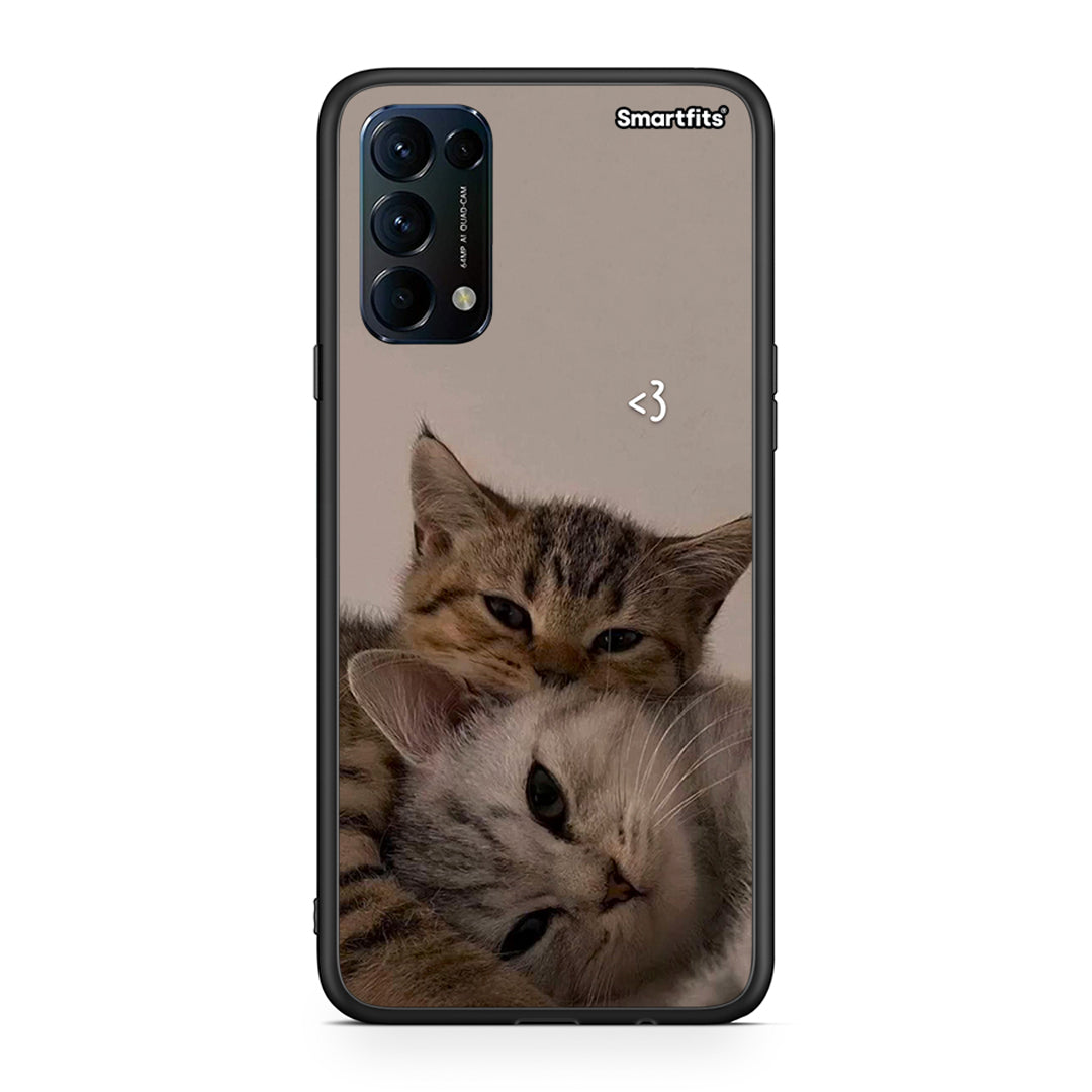 Oppo Find X3 Lite / Reno 5 5G / Reno 5 4G Cats In Love θήκη από τη Smartfits με σχέδιο στο πίσω μέρος και μαύρο περίβλημα | Smartphone case with colorful back and black bezels by Smartfits