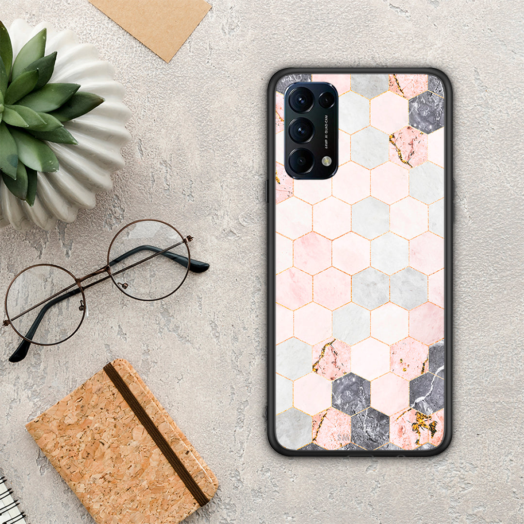 Marble Hexagon Pink - Oppo Find X3 Lite / Reno 5 5G / Reno 5 4G θήκη