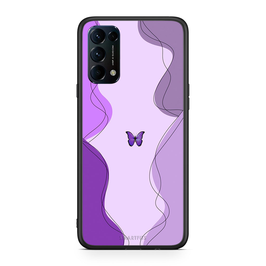 Oppo Find X3 Lite / Reno 5 5G / Reno 5 4G Purple Mariposa Θήκη Αγίου Βαλεντίνου από τη Smartfits με σχέδιο στο πίσω μέρος και μαύρο περίβλημα | Smartphone case with colorful back and black bezels by Smartfits