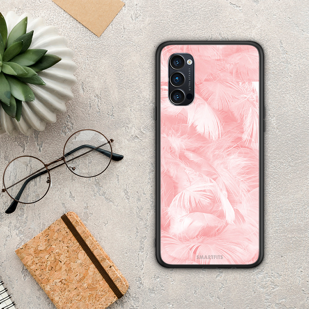 Boho Pink Feather - Oppo Reno4 Pro 5G θήκη