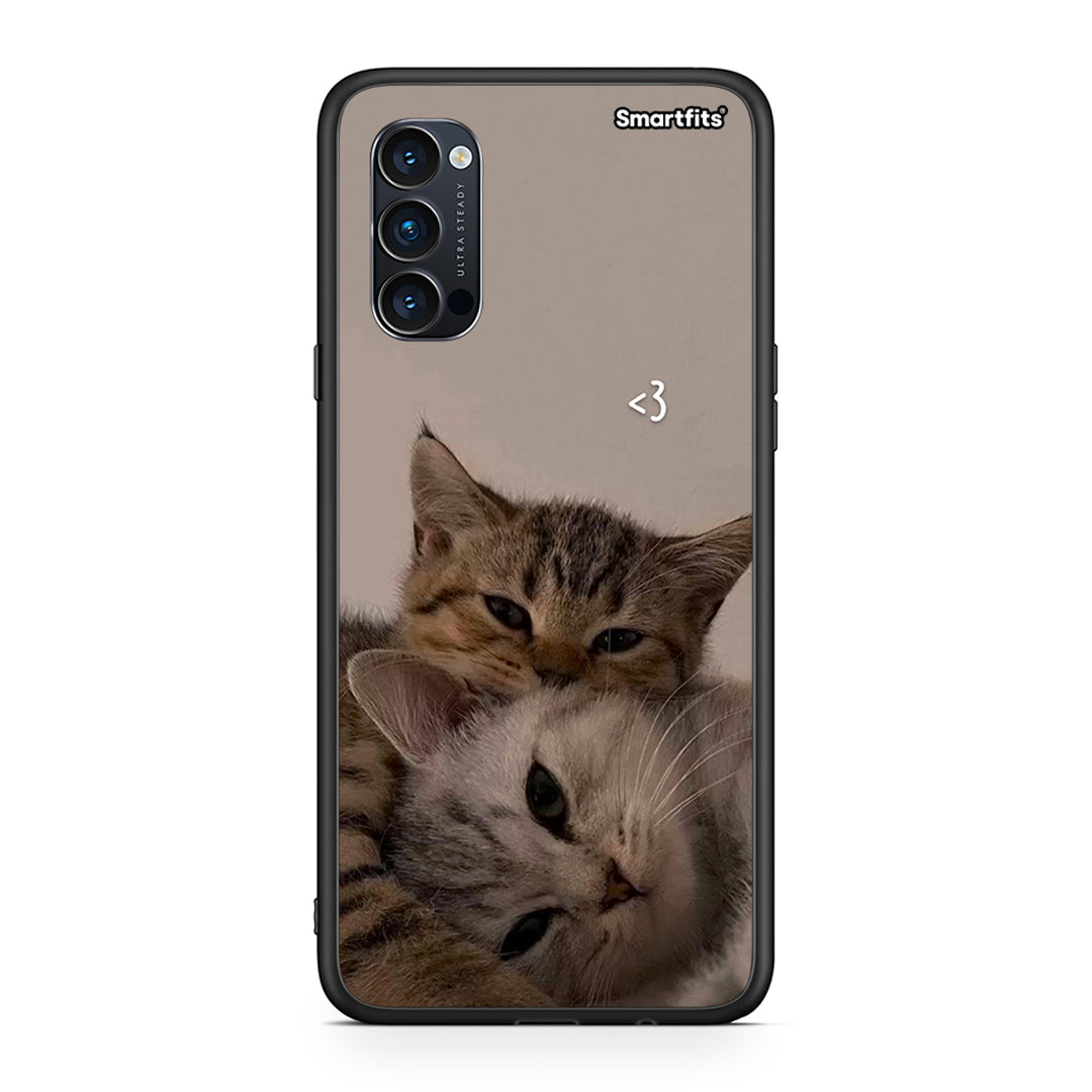 Oppo Reno4 Pro 5G Cats In Love θήκη από τη Smartfits με σχέδιο στο πίσω μέρος και μαύρο περίβλημα | Smartphone case with colorful back and black bezels by Smartfits