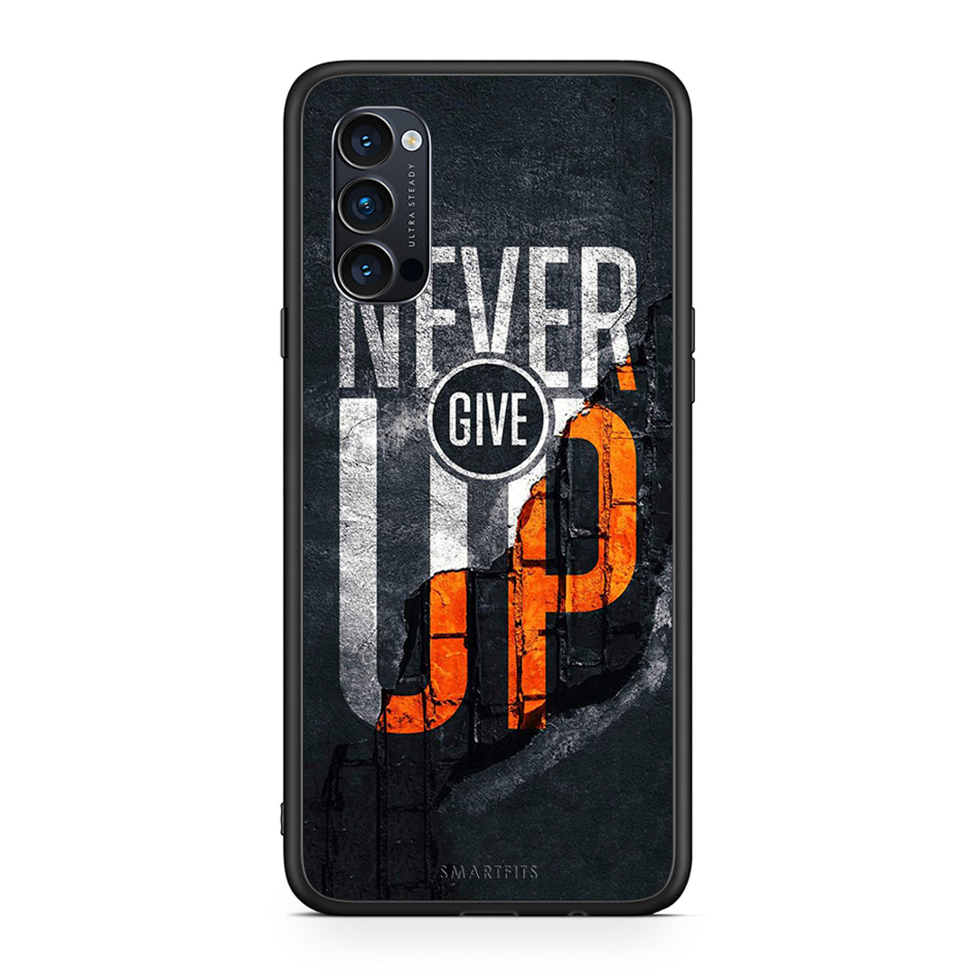 Oppo Reno4 Pro 5G Never Give Up Θήκη Αγίου Βαλεντίνου από τη Smartfits με σχέδιο στο πίσω μέρος και μαύρο περίβλημα | Smartphone case with colorful back and black bezels by Smartfits