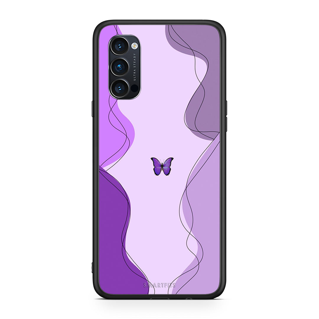 Oppo Reno4 Pro 5G Purple Mariposa Θήκη Αγίου Βαλεντίνου από τη Smartfits με σχέδιο στο πίσω μέρος και μαύρο περίβλημα | Smartphone case with colorful back and black bezels by Smartfits