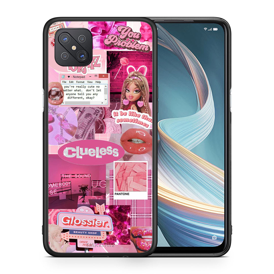 Θήκη Αγίου Βαλεντίνου Oppo Reno4 Z 5G Pink Love από τη Smartfits με σχέδιο στο πίσω μέρος και μαύρο περίβλημα | Oppo Reno4 Z 5G Pink Love case with colorful back and black bezels