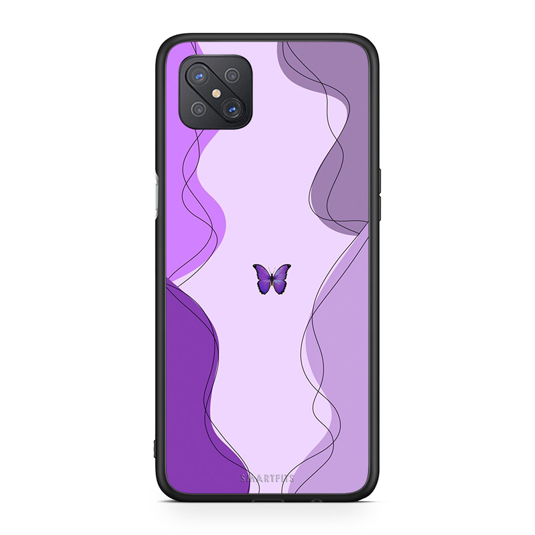Oppo Reno4 Z 5G Purple Mariposa Θήκη Αγίου Βαλεντίνου από τη Smartfits με σχέδιο στο πίσω μέρος και μαύρο περίβλημα | Smartphone case with colorful back and black bezels by Smartfits