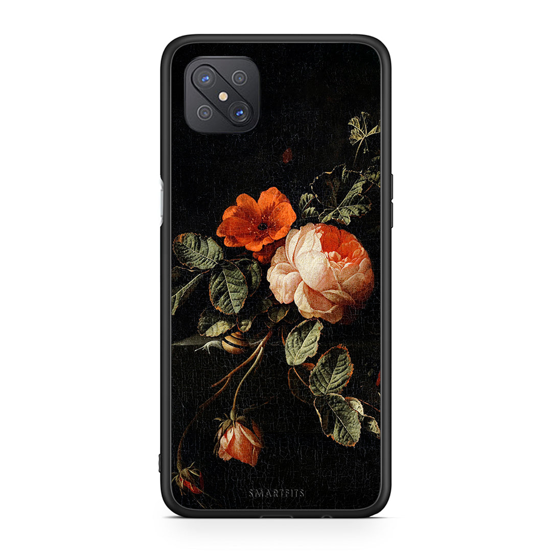 Oppo Reno4 Z 5G Vintage Roses θήκη από τη Smartfits με σχέδιο στο πίσω μέρος και μαύρο περίβλημα | Smartphone case with colorful back and black bezels by Smartfits