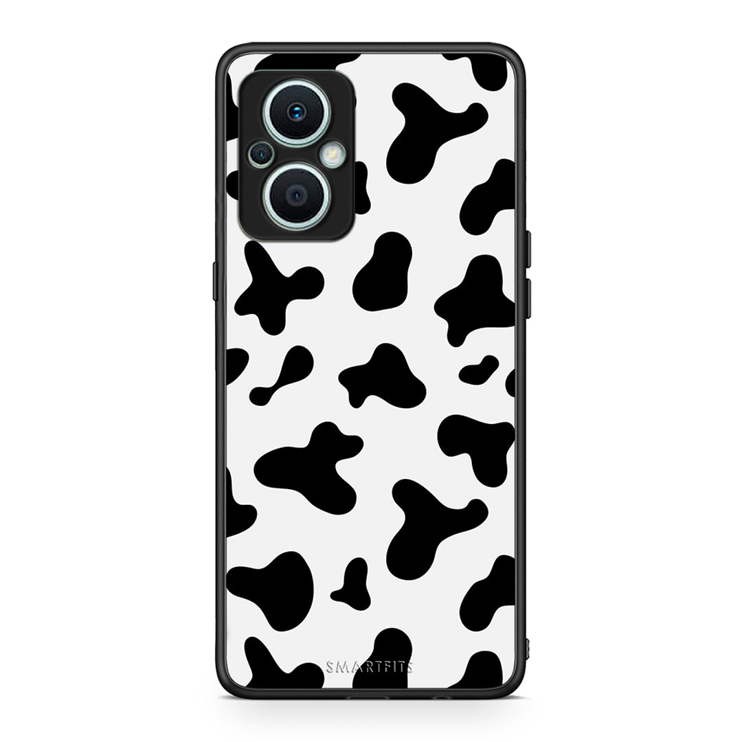 Θήκη Oppo Reno7 Lite Cow Print από τη Smartfits με σχέδιο στο πίσω μέρος και μαύρο περίβλημα | Oppo Reno7 Lite Cow Print Case with Colorful Back and Black Bezels
